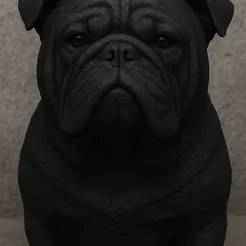 Black Stone Bulldog Head Sculpture