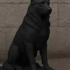 Black Stone Sculpture of a German Shepherd Dog