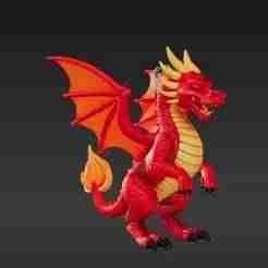 Blazing Red Scaled Dragon Keyring - Majestic Flight Fantasy Accessory for 3D Printing