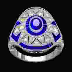 Blue Oval and Multi Stone Cluster Vintage Ring