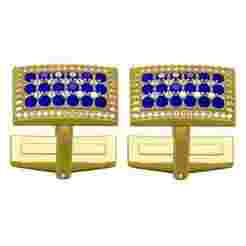 Blue Sapphire and White Round Diamond Cufflink