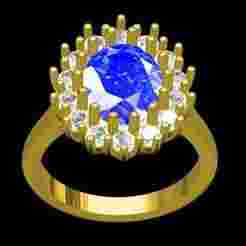 Blue Sapphire Oval Flower Ring