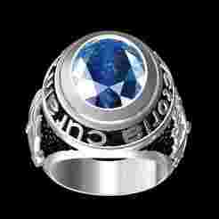 Blue Sapphire Oval Stone Praying Hands Round Signet Ring