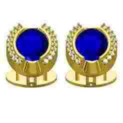 Blue Stone Oval Shaped Diamnd Cufflink