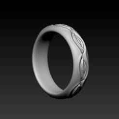 Bold Flow Ring - 3D Printable Thick Band with Organic Curved Lines