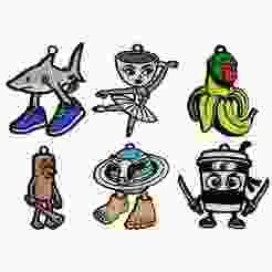 Brainrot key rings x6