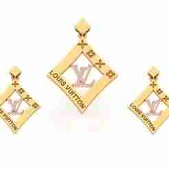 Branded pendant and earring set