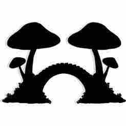 bridge arched between two giant mushrooms 1 - 2D/3D Wall Art STL+SVG For CNC Router, Plasma, Waterjet, Laser & 3D Printer