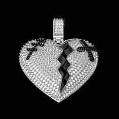 Broken Heart Iced Diamond Hip Hop Pendant