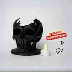 BROKEN SKELETON HEAD TEALIGHT / HALLOWEENDECOR / HOMEDECOR / DARK DECOR / STL