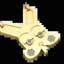 Bunny Circle Pendant – 3D Printable Jewelry Model | Cute Gold Pendant Design