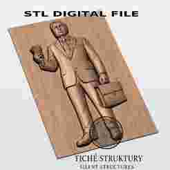 Businessman – Modern Bas Relief – 3D STL Model