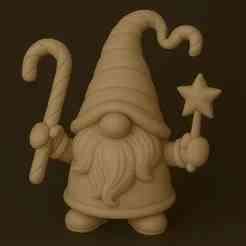 Candy Cane Gnome with Star Wand STL