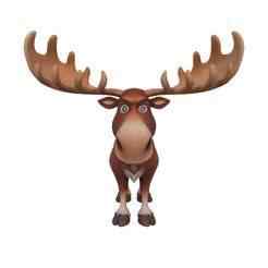 Cartoon Moose Character - Majestic Forest Animal with Antlers