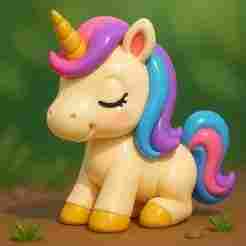 Cartoon Unicorn Figurine 3D Model – Cute Plastic Toy Style STL