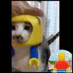 Cat cosplay helmet & props, Lego cat litter scooper, lego minifigures cat mask