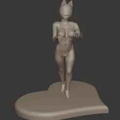Cat Girl in Helmet – Stylized Fantasy Figurine – 3D Print Model