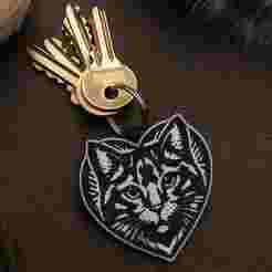 CAT HEART KEYCHAIN