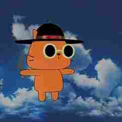Cat with Hat and Knife Key Chain
