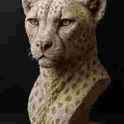 Cheetah Bust – Stone Sculpture STL File
