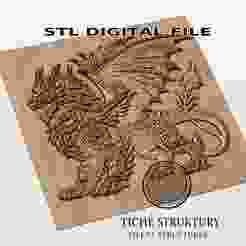 Chimera – Mythical Beast with Wings Relief – 3D STL Model for CNC Carving, Digital Download