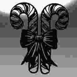 Christmas Candy Canes with Bow – Line Art Design