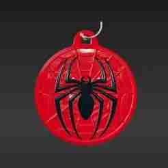 Classic Web-Slinger Emblem Keychain - Iconic Red & Black Arachnid Hero Symbol 3D Print