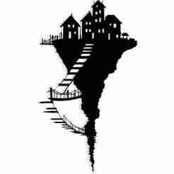 cliffside village hanging by ropes and bridges 2 - 2D/3D Wall Art STL+SVG For CNC Router, Plasma, Waterjet, Laser & 3D Printer