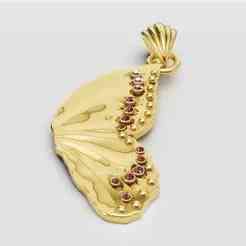 Collier chat en or, pendentif grenat naturel, pendent