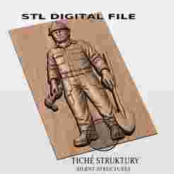 Construction Worker – Industrial Bas Relief – 3D STL Model