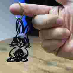 🐰 Cool Easter bunny with glasses - key fob in 2 sizes 🕶️