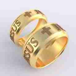Couple’s Jesus Cross Band Ring