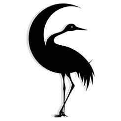 crane standing on one leg under a crescent moon 3 - 2D/3D Wall Art STL+SVG For CNC Router, Plasma, Waterjet, Laser & 3D Printer