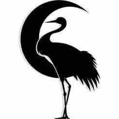crane standing on one leg under a crescent moon 4 - 2D/3D Wall Art STL+SVG For CNC Router, Plasma, Waterjet, Laser & 3D Printer