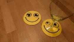 Crazy squint eye rolling smiley coaster