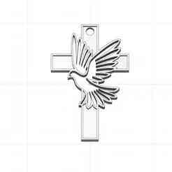 Cross and Dove Key Ring - First Communion Church