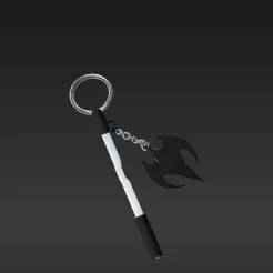 Crossover Fandom Keychain: Glowing Tip Mini Lightstick & Angular Dark Sigil - Unique 3D Model