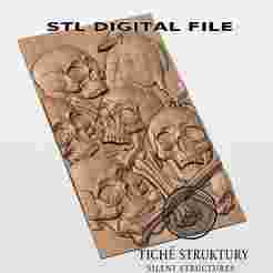 Crow with Skulls and Bones – Halloween Gothic Relief – 3D STL Model