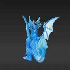 Crystalline Blue Dragon Keyring - Sharp Edged Mythical Beast 3D Model