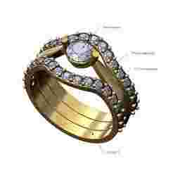 Curved diamond eternity guards 5mm solitaire diamond ring Us size 7 3D print model