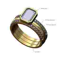 Curved eternity gurads 8x6mm emrerald setting ring US size 7 3D print model