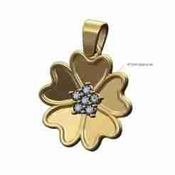 Curved japanese cherry blossom diamond cluster flower pendant 3D print model