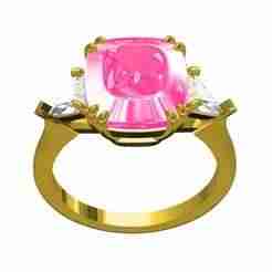 Cushion and Trillion Simple Solitaire Ring