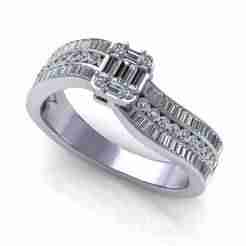 Cut Emerald Engagement Ring