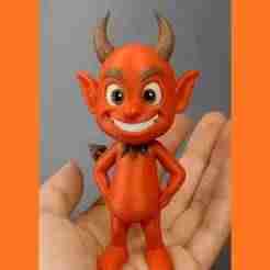 Cute Cartoon Devil 3D Character Model – Stylized Red Devil with Tail & Horns #HALLOWEENSTL