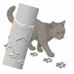 Cute Cat | Embossed Pattern Roller for Clay | Cute Cat Walking with Paw-Prints 3D Print Design
