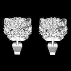 Cute Cat Face Diamond Stud Earring