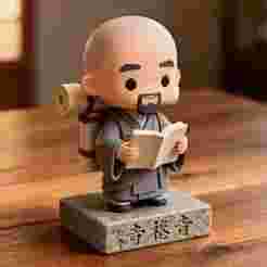 Cute Chibi Zen Monk Scholar 3D Print Figurine STL Model