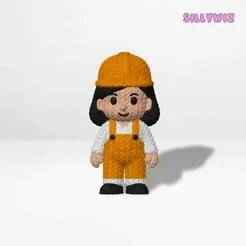 Cute Construction Worker Girl – Knitted – Crochet