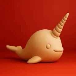 Cute Narwhal Figurine 3D Model - Kawaii Sea Animal STL for Printing
